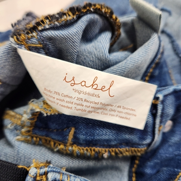 Isabel Maternity Denim Midi Short Distressed Shorts Size 00 - Picture 9 of 10